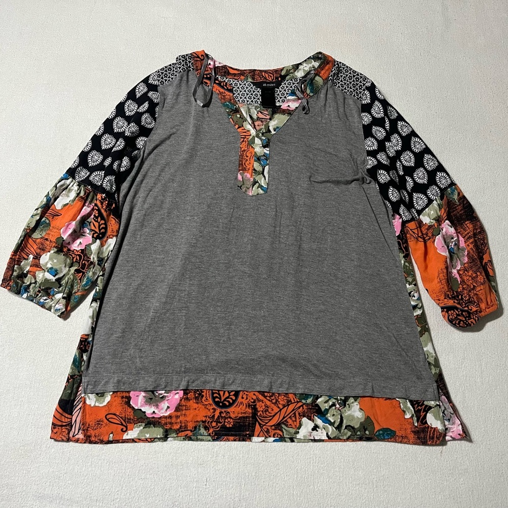 Ali Miles Women's‎ Medium Top Tunic Pullover Floral Paisley Rayon Blend